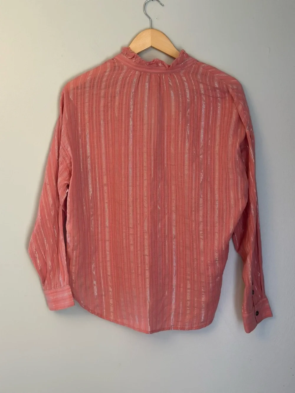 Pilcro by Anthropologie Women's Coral Stripe Button-Front Blouse Women’s Size XS - Picture 3 of 9